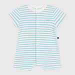 Petit Bateau Kort Gestreept Babypakje Van Katoenen Badstof - Marshmallow/Aquatic