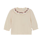 Minymo T-shirt Met Lange Mouwen En Kraag - Geborduurde Bloemen