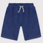 Bermuda courte enfant en coton uni - bleu