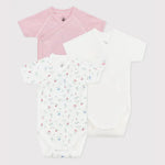 Petit Bateau Set Van 3 Katoenen Rompertjes Met Print En Korte Mouwen Voor Baby's
