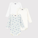 Petit Bateau lot de 3 bodies col américain manches longues - multicolore