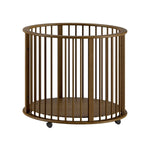 Jaxx Dino ronde babybox Ø 90 cm op wielen - Walnoot