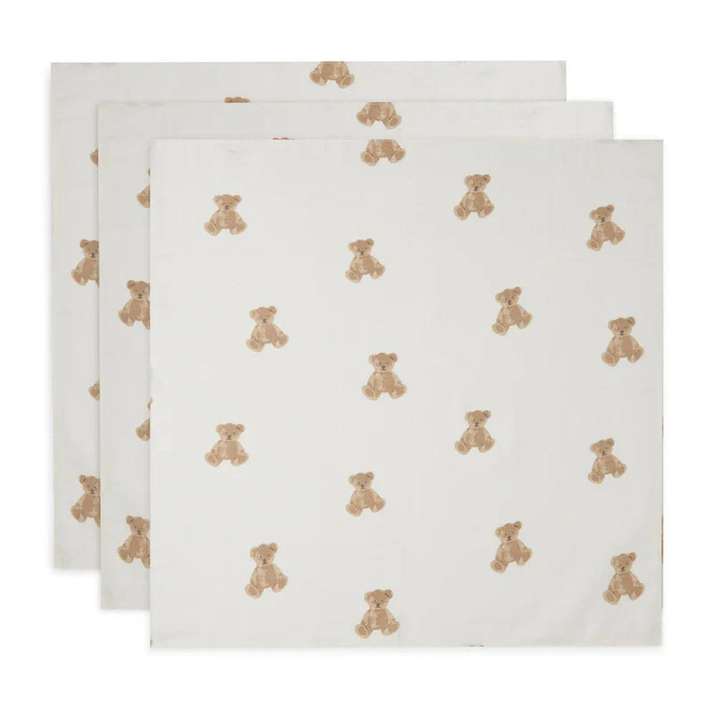 Jollein 3 Hydrofiele Doeken 70x70 - Teddy Bear