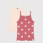 Petit Bateau Set Van 2 Onderhemdjes Met Spaghettibandjes - Hartjes