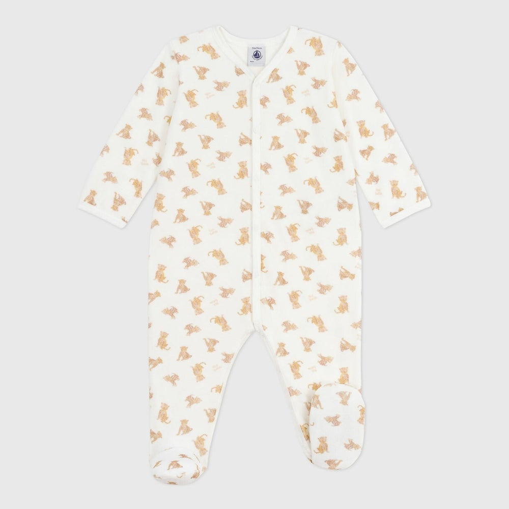 Petit Bateau Fluwelen Babypyjama - Luipaard
