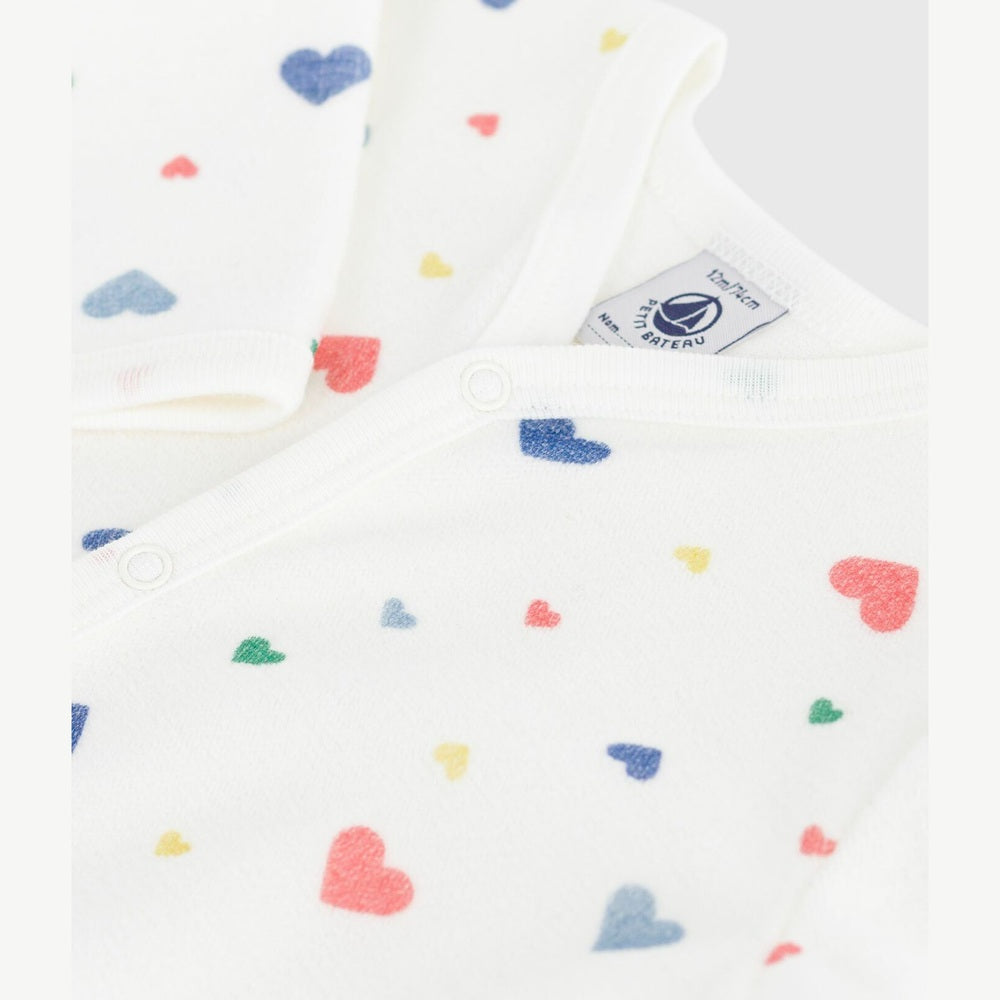 Petit Bateau Fluwelen Babypyjama Met Hartjesprint