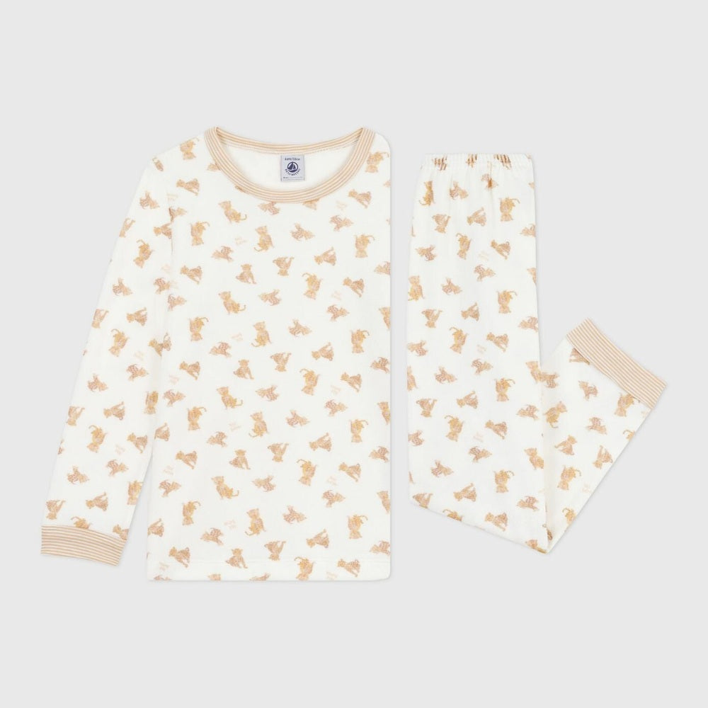 Petit Bateau Fluwelen Kinderpyjama - Luipaardprint
