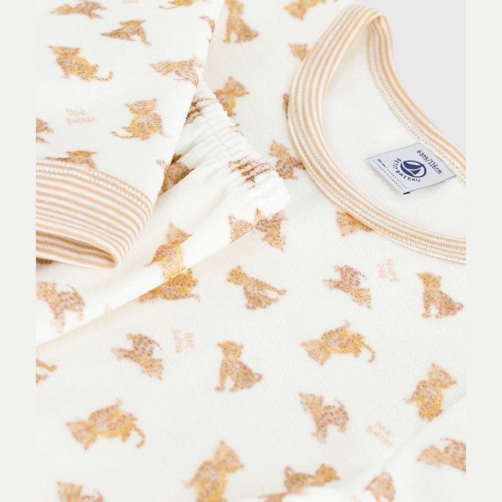Petit Bateau Fluwelen Kinderpyjama - Luipaardprint