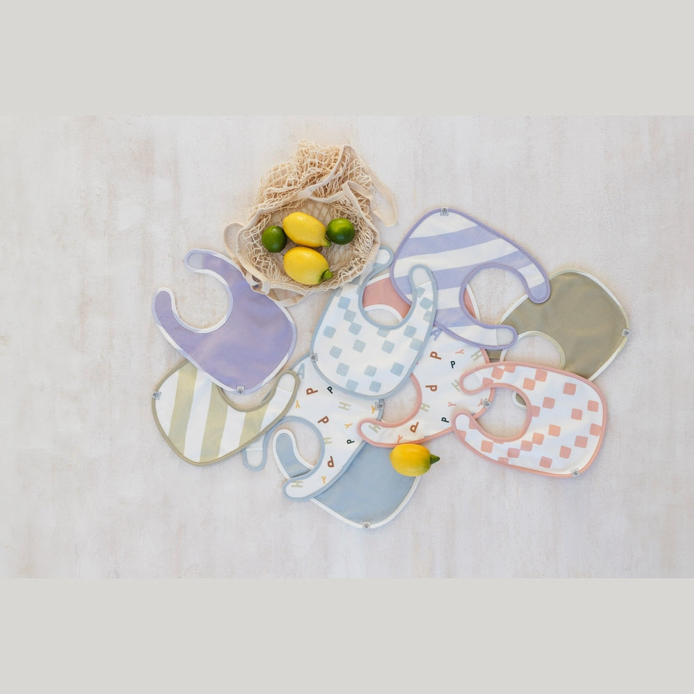 Lässig Set Van 3 GOTS Newborn Slabbetjes - Happy Fruits Light Blue