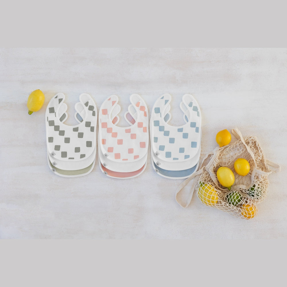 Lässig Set Van 3 GOTS Newborn Slabbetjes - Happy Fruits Light Blue