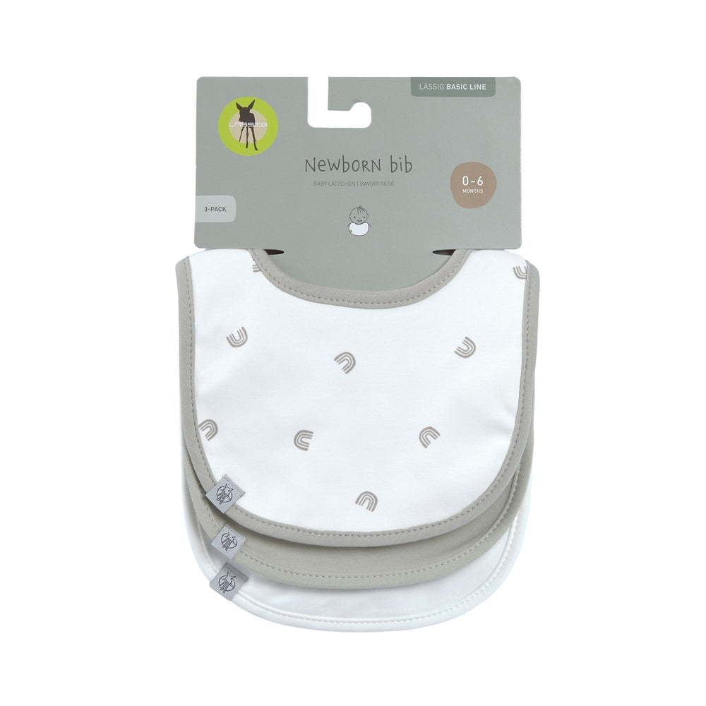 Lässig Set Van 3 GOTS Newborn Slabbetjes - Rainbow/ Beige