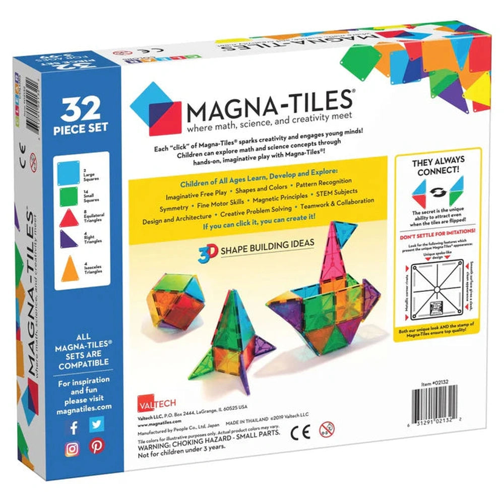 Magna-Tiles Clear Colors | 32 Onderdelen