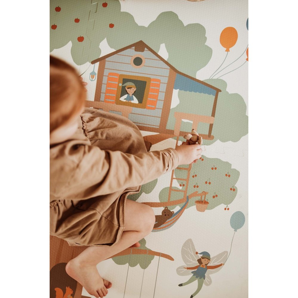 Play&Go Speeltapijt Puzzel - Eevaa 2In1 Puzzelmat/Opbergbox - Treehouse | Foam