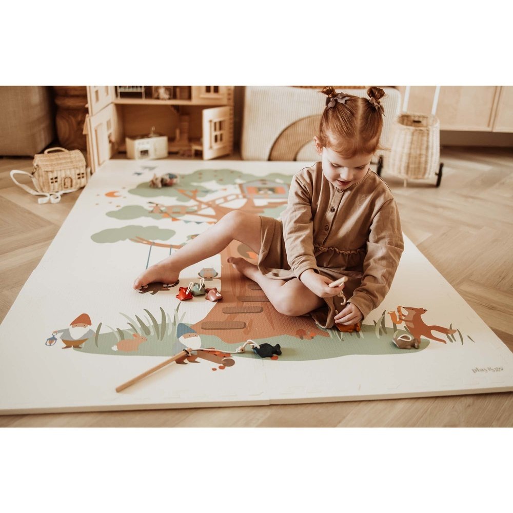 Play&Go Speeltapijt Puzzel - Eevaa 2In1 Puzzelmat/Opbergbox - Treehouse | Foam