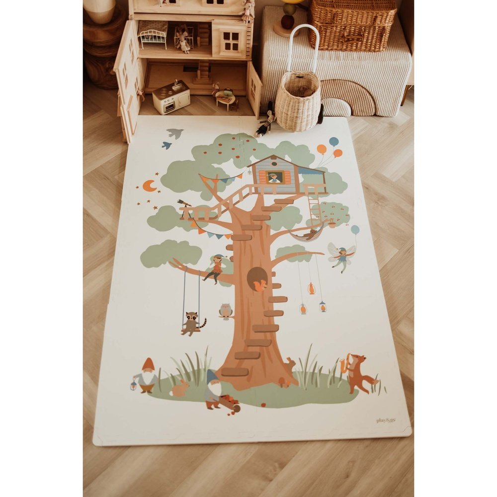 Play&Go Speeltapijt Puzzel - Eevaa 2In1 Puzzelmat/Opbergbox - Treehouse | Foam