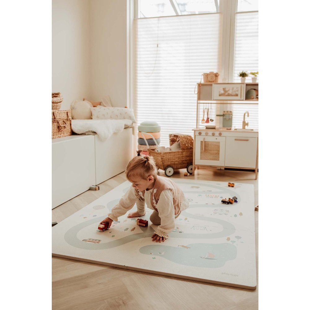 Play&Go Speeltapijt Puzzel - Eevaa 2In1 Puzzelmat/Opbergbox - Village/Terrazzo