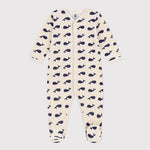 Petit Bateau Pyjama Met Marineblauwe Walvisjes Van Velours