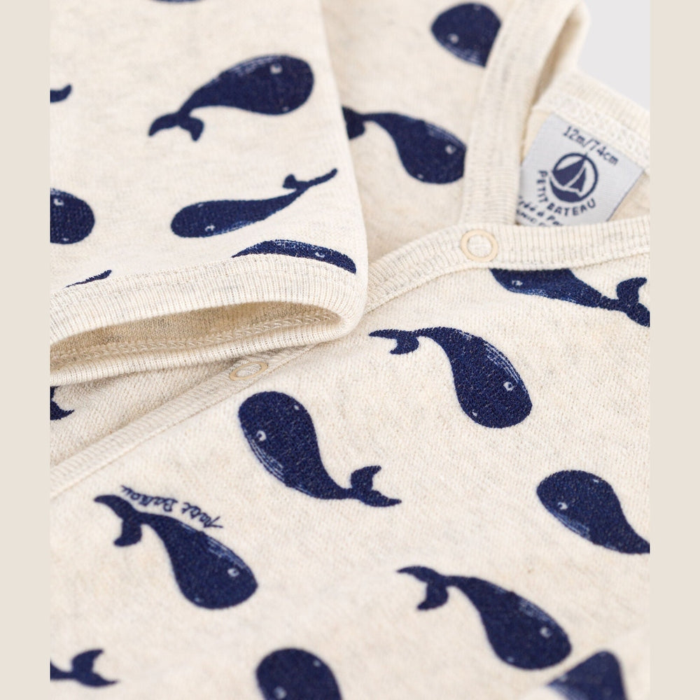 Petit Bateau Pyjama Met Marineblauwe Walvisjes Van Velours