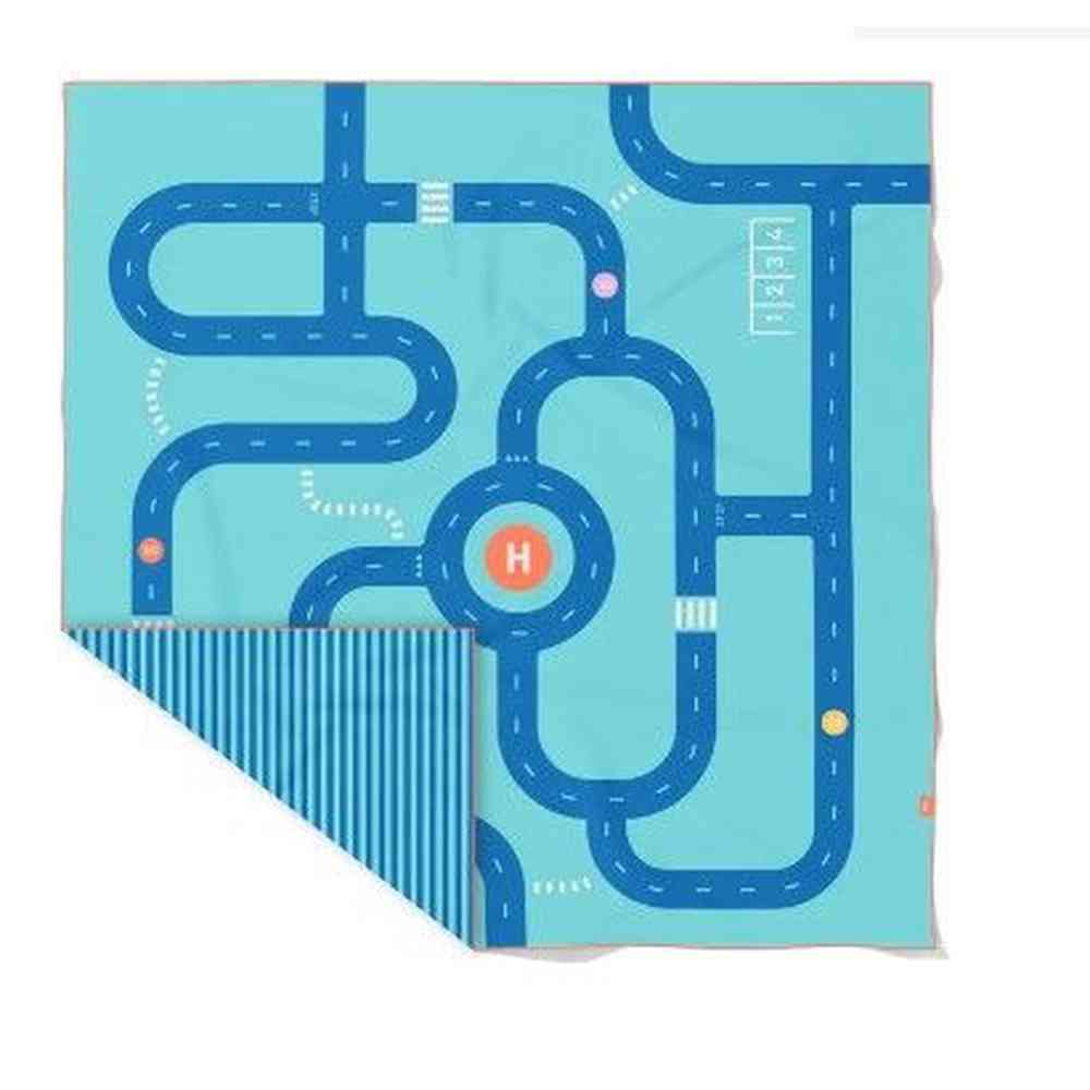 Quut - Speelhanddoek XL - 180x180cm - On The Road Blue