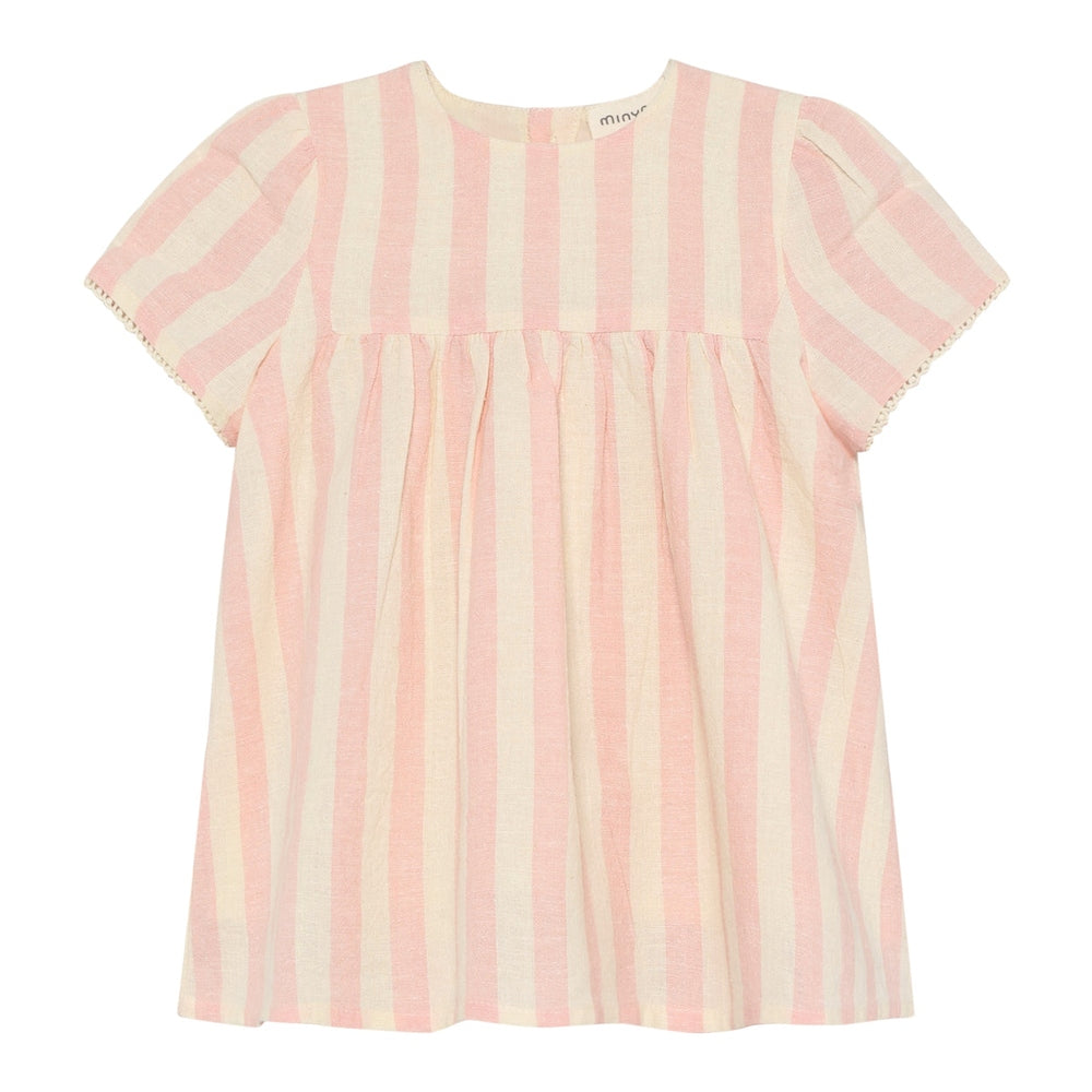 Minymo Jurk Korte Mouw Gestreept Silver Pink