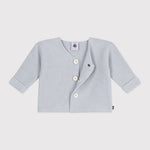 Petit Bateau Gebreid Katoenen Vestje In Ribbelsteek Voor Baby's - Licht Blauw