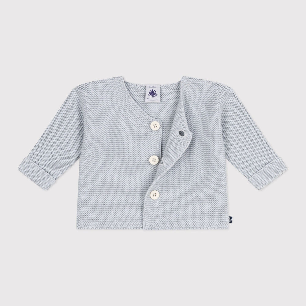Petit Bateau Gebreid Katoenen Vestje In Ribbelsteek Voor Baby's - Licht Blauw