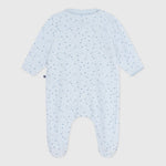 Petit Bateau Fluwelen Baby Pyjama Met Kraag en Sterretjes - Blauw