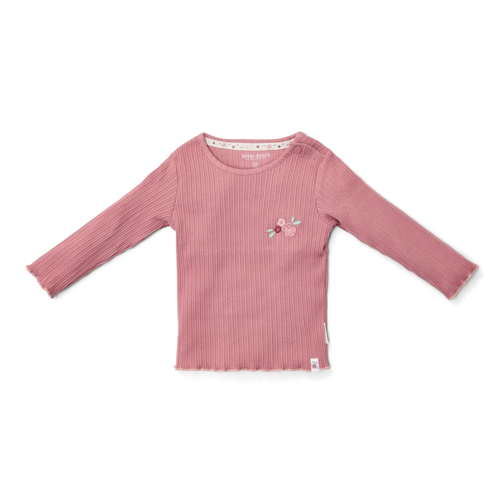 T-shirt à manches longues en coton bio Little Dutch - Flower/Rouge