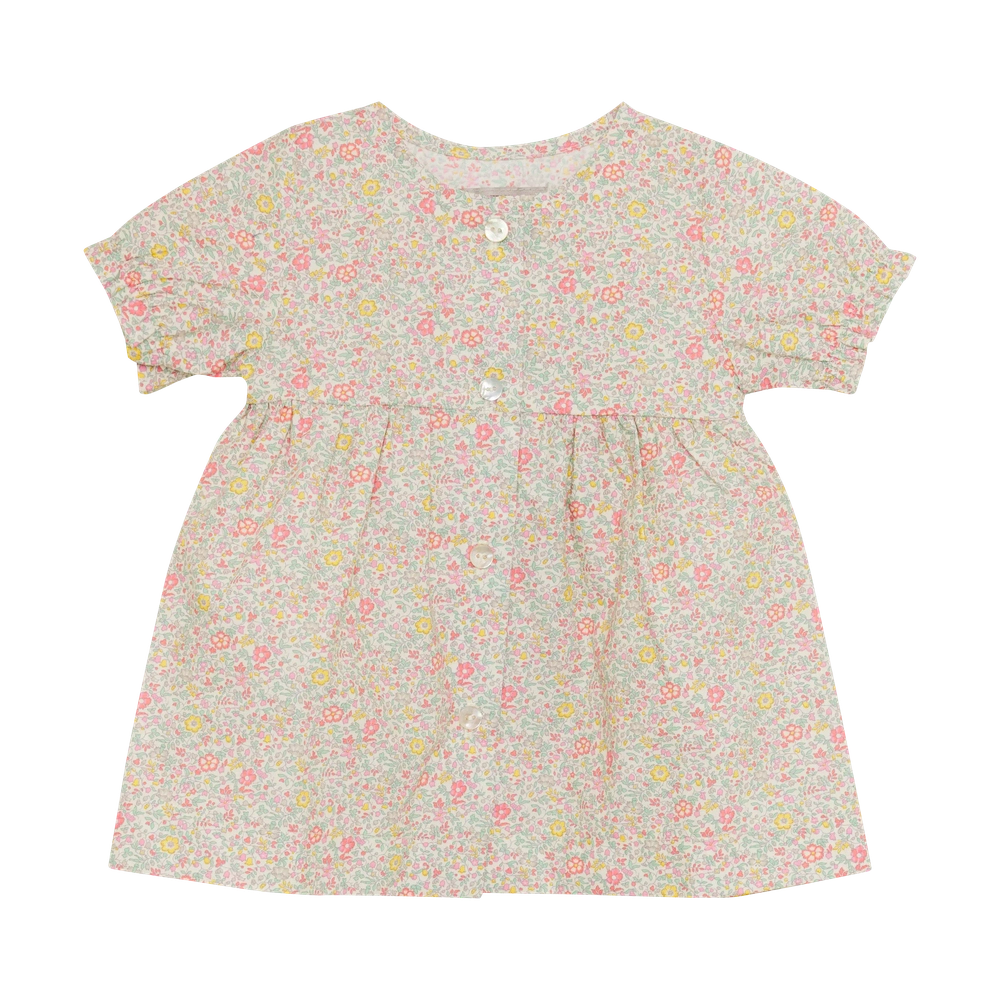 Robe Huttelihut en tissu Liberty à manches courtes – robe enfant – sable