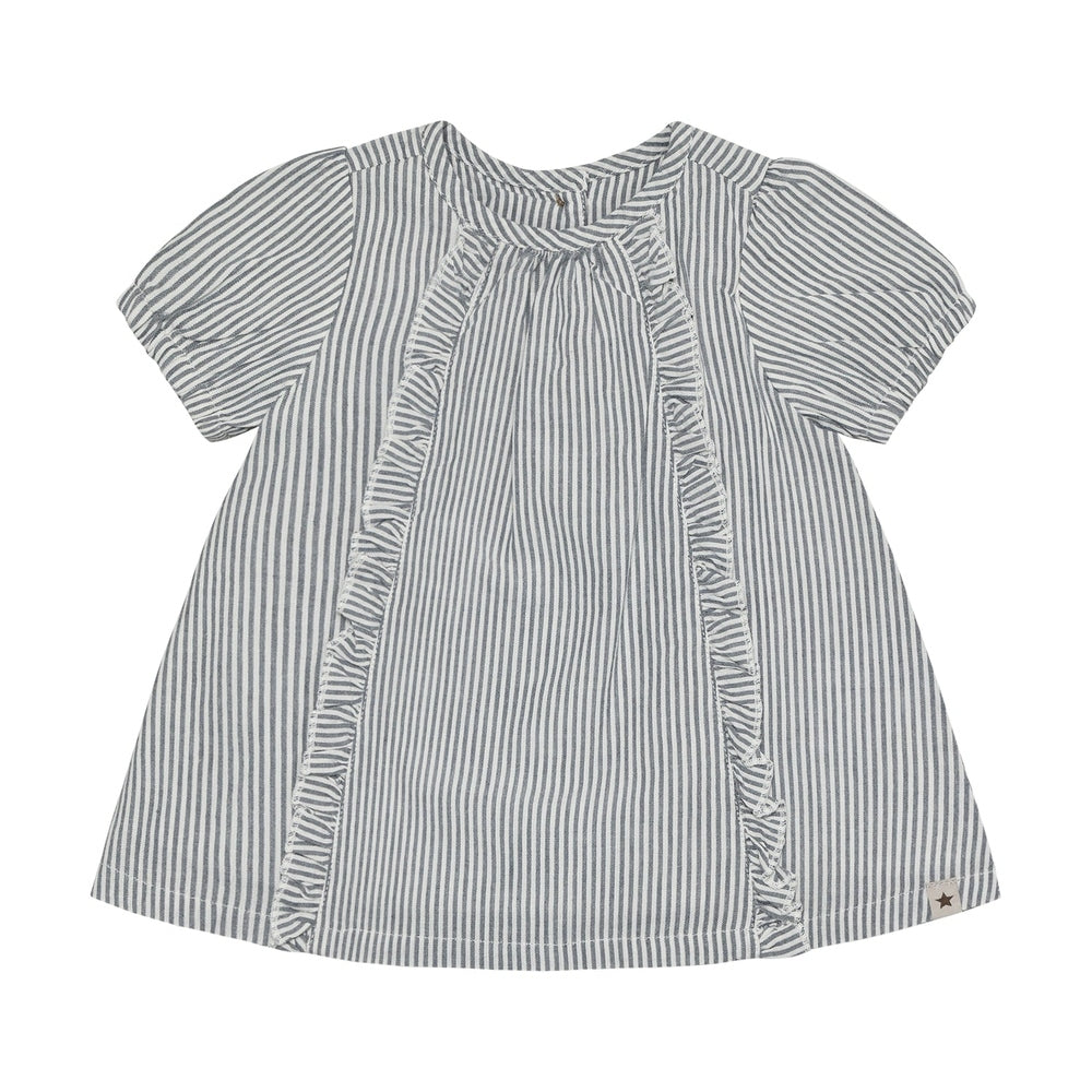 Robe rayée Huttelihut à manches courtes – légère et estivale – bleu marine foncé
