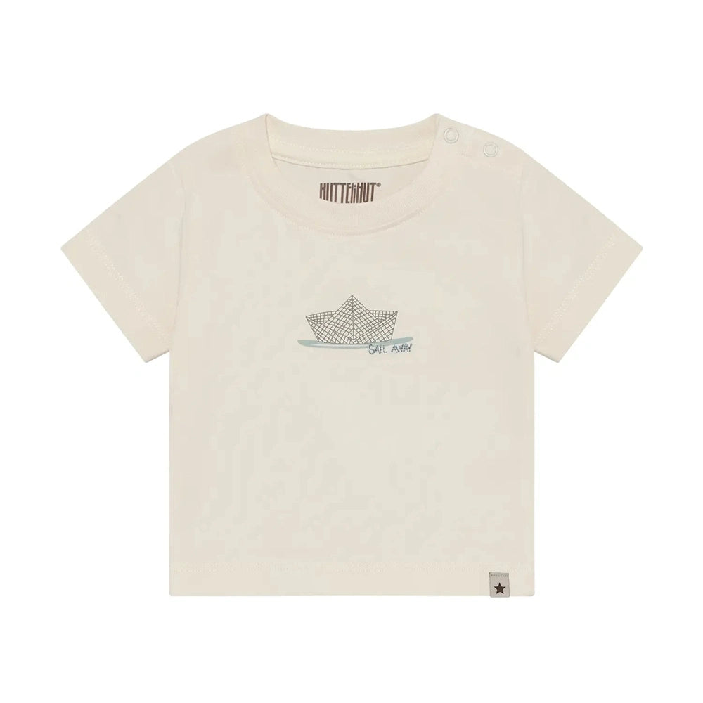 T-shirt à manches courtes Huttelihut – T-shirt basique doux pour enfant – Blanc