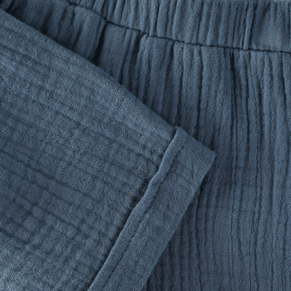 Huttelihut Short en mousseline – short léger en coton – Bleu marine foncé