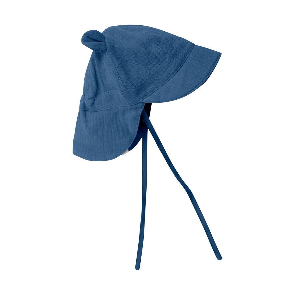 Huttelihut Muslin Zomerhoedje met Oortjes – Luchtig Babyhoedje – Dark Navy
