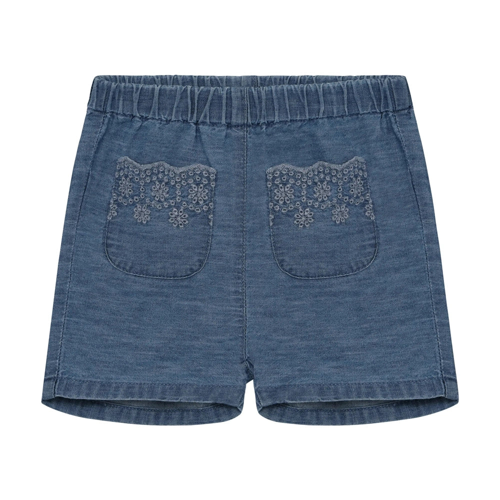 Minymo Shorts en chambray denim délavé