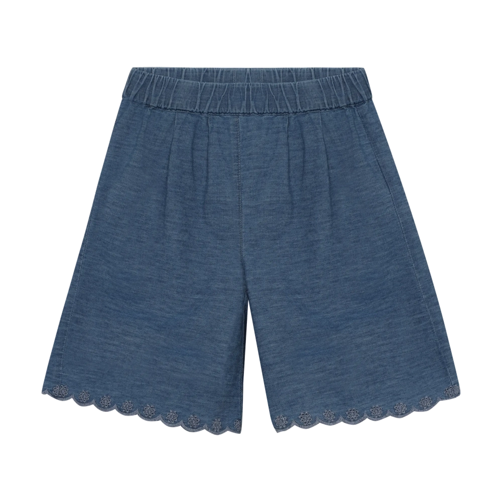 Minymo short bermuda en chambray denim délavé