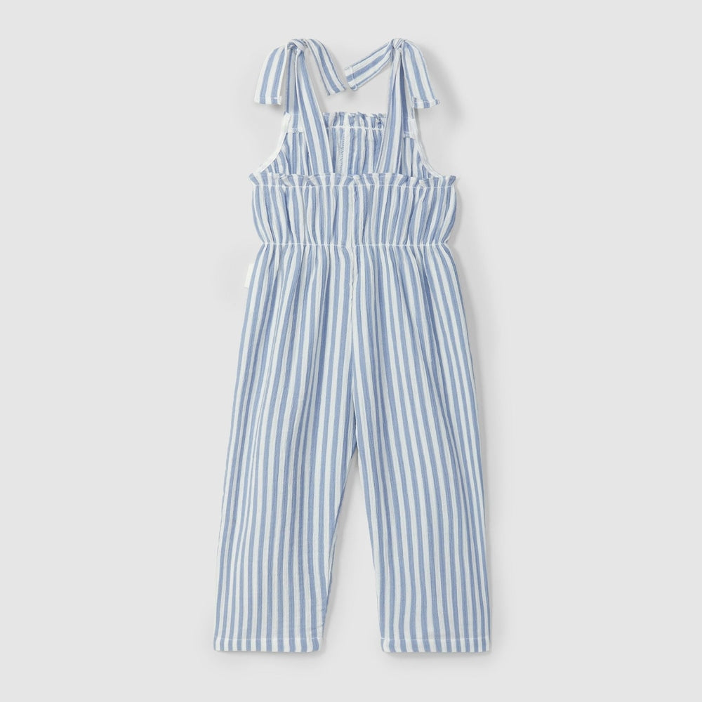 Laranjinha Gestreepte Katoenen Tuinbroek Voor Kinderen - Medium Blue