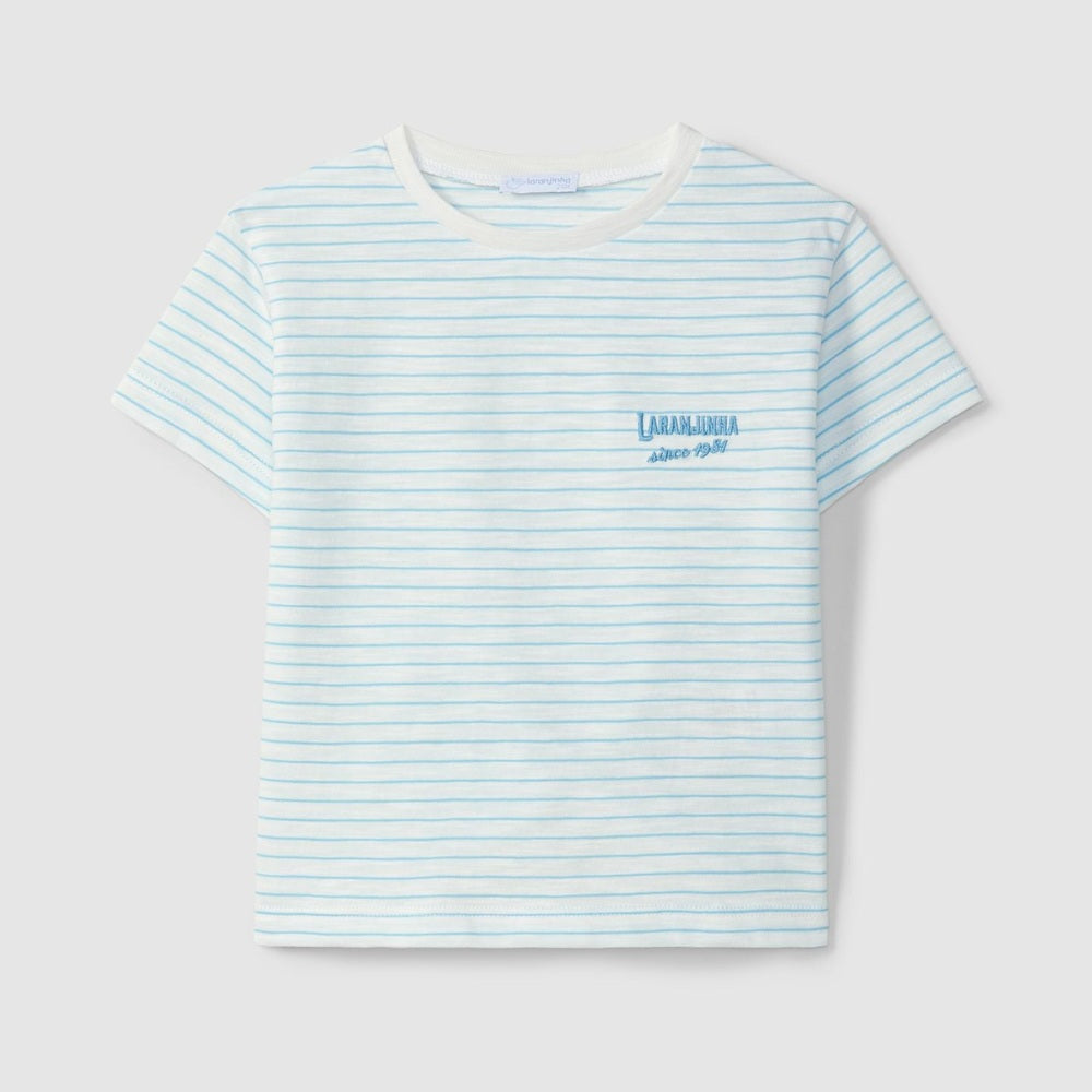 txt
Laranjinha T-shirt rayé en coton pour enfants - turquoise