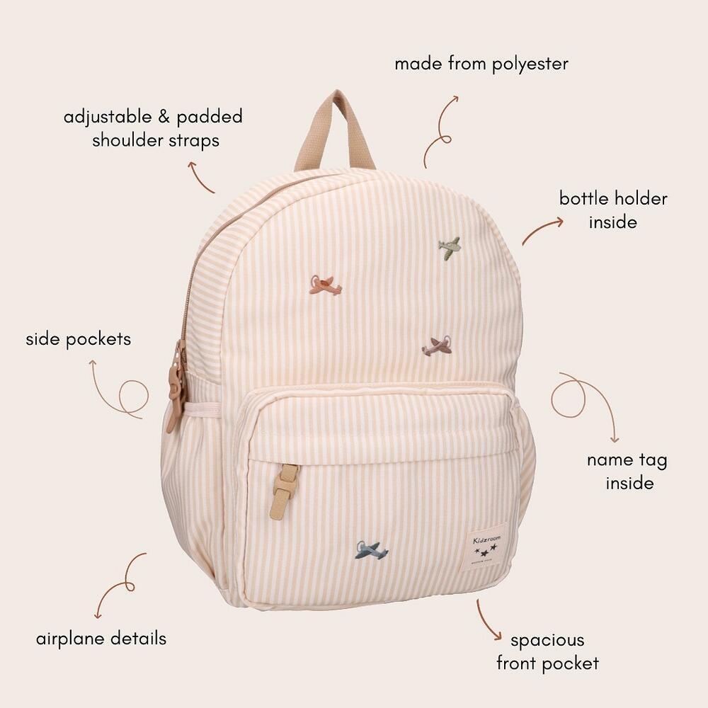 Kidzroom Rugzak Nostalgia Vliegtuigen- Beige