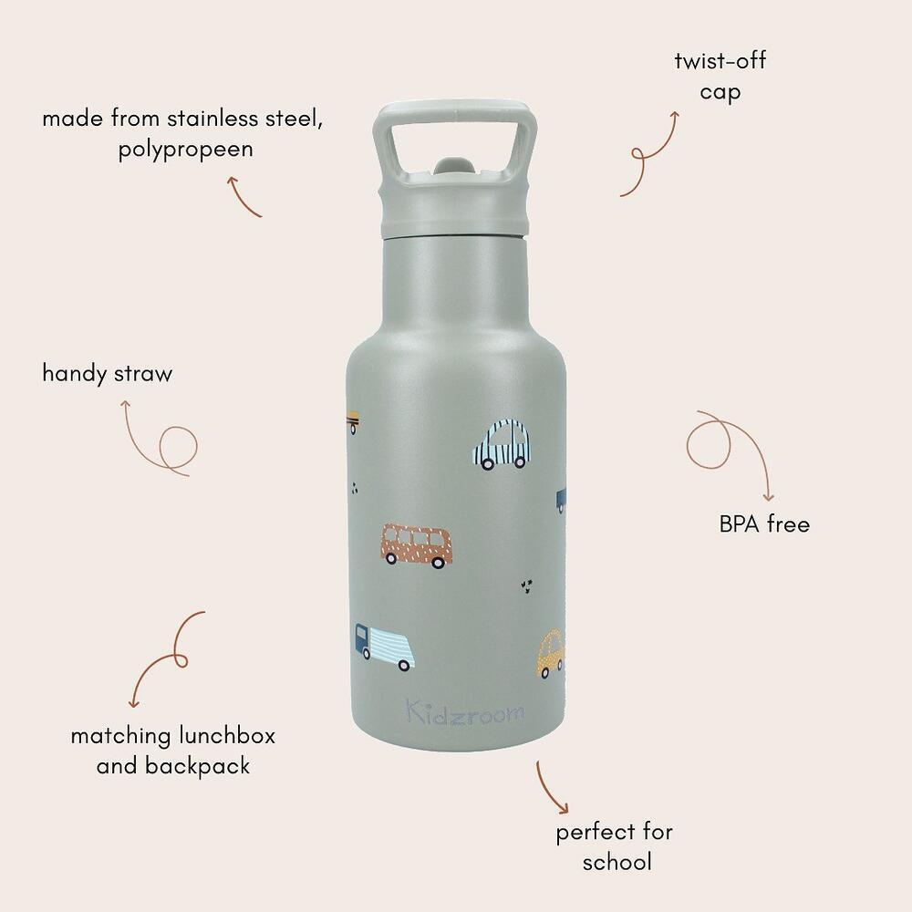 Kidzroom Drinkfles Sweet Cuddles Auto's - Groen