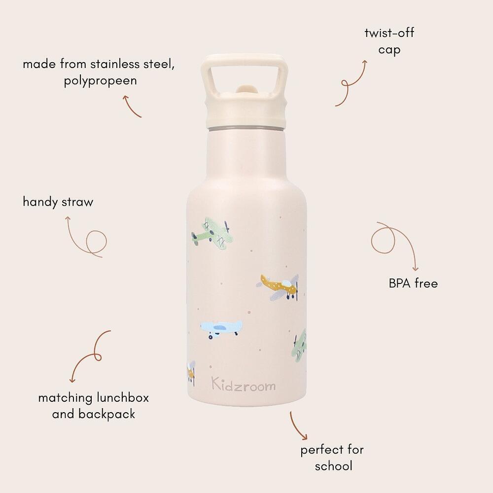 kidzroom Drinkfles Small Talk Vliegtuigen - Beige