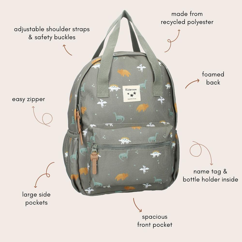 kidzroom Rugzak Small Talk Dino's - Groen