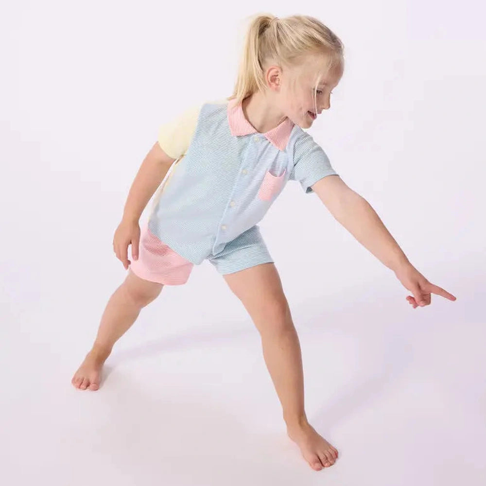 Pyjama court noué en coton à rayures