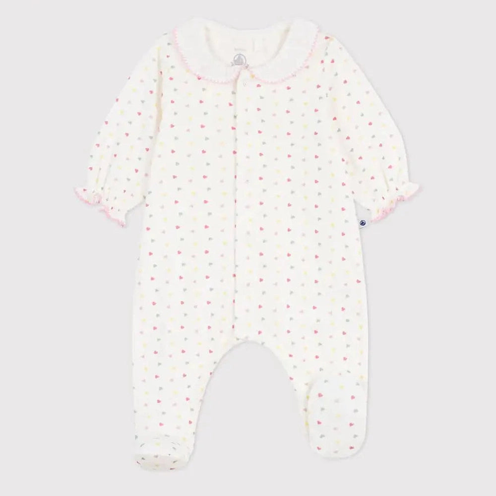 Babypyjama in tubic met fleurig kraagje
