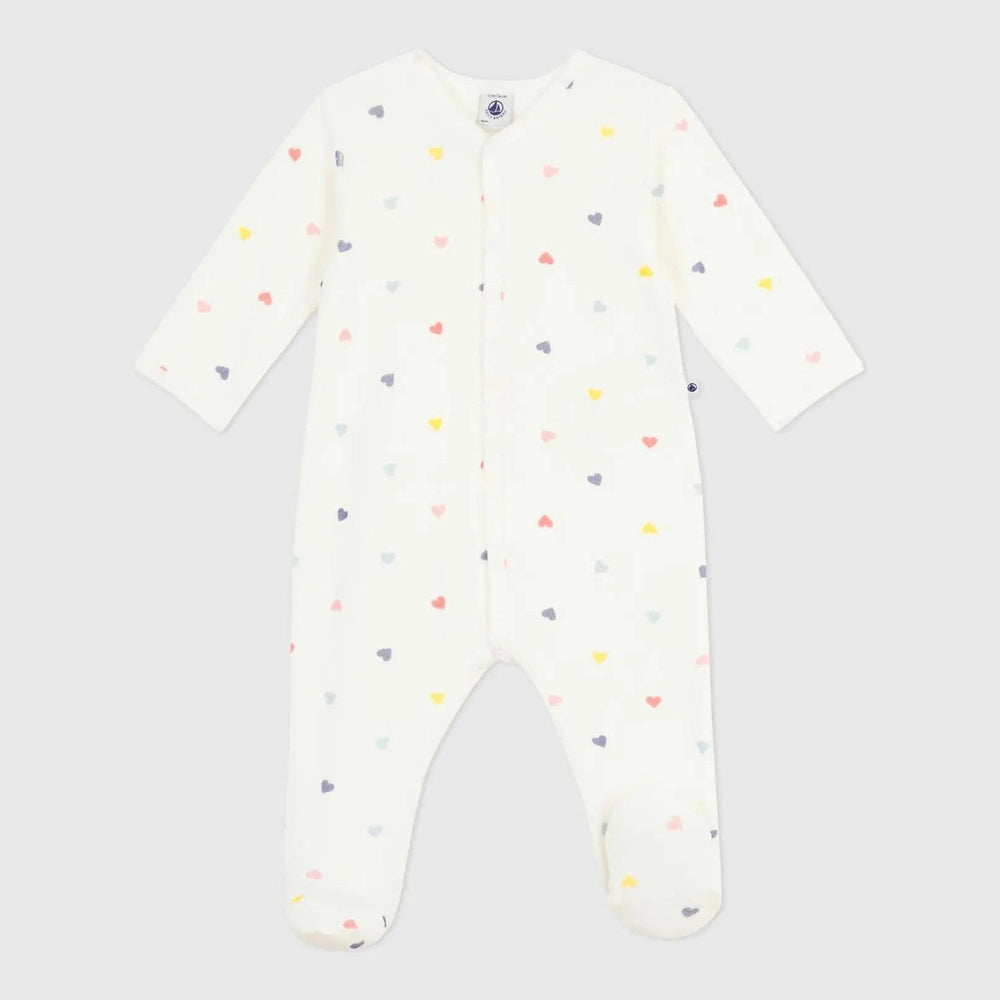 Fluwelen babypyjama met hartjesprint