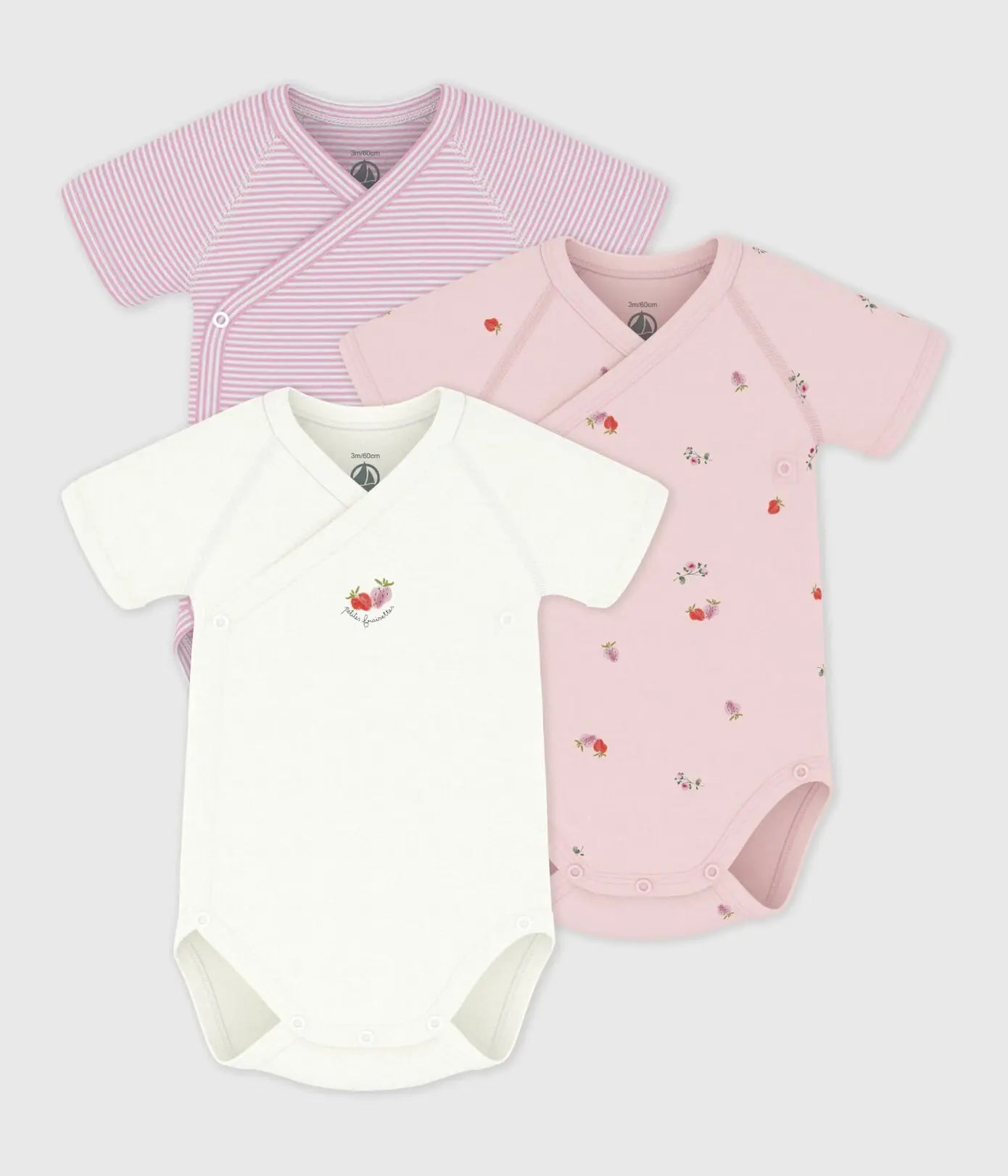 Petit Bateau | Set van katoenen babyrompertjes met print en korte mouwen