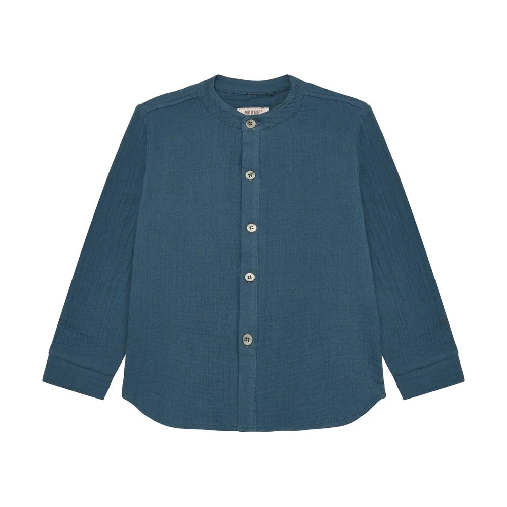 Huttelihut Lange Mouwen Muslin Shirt – Ademend Katoen – Dark Navy