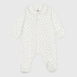 Petit Bateau | Pyjama bébé en velours avec col et imprimé cœurs