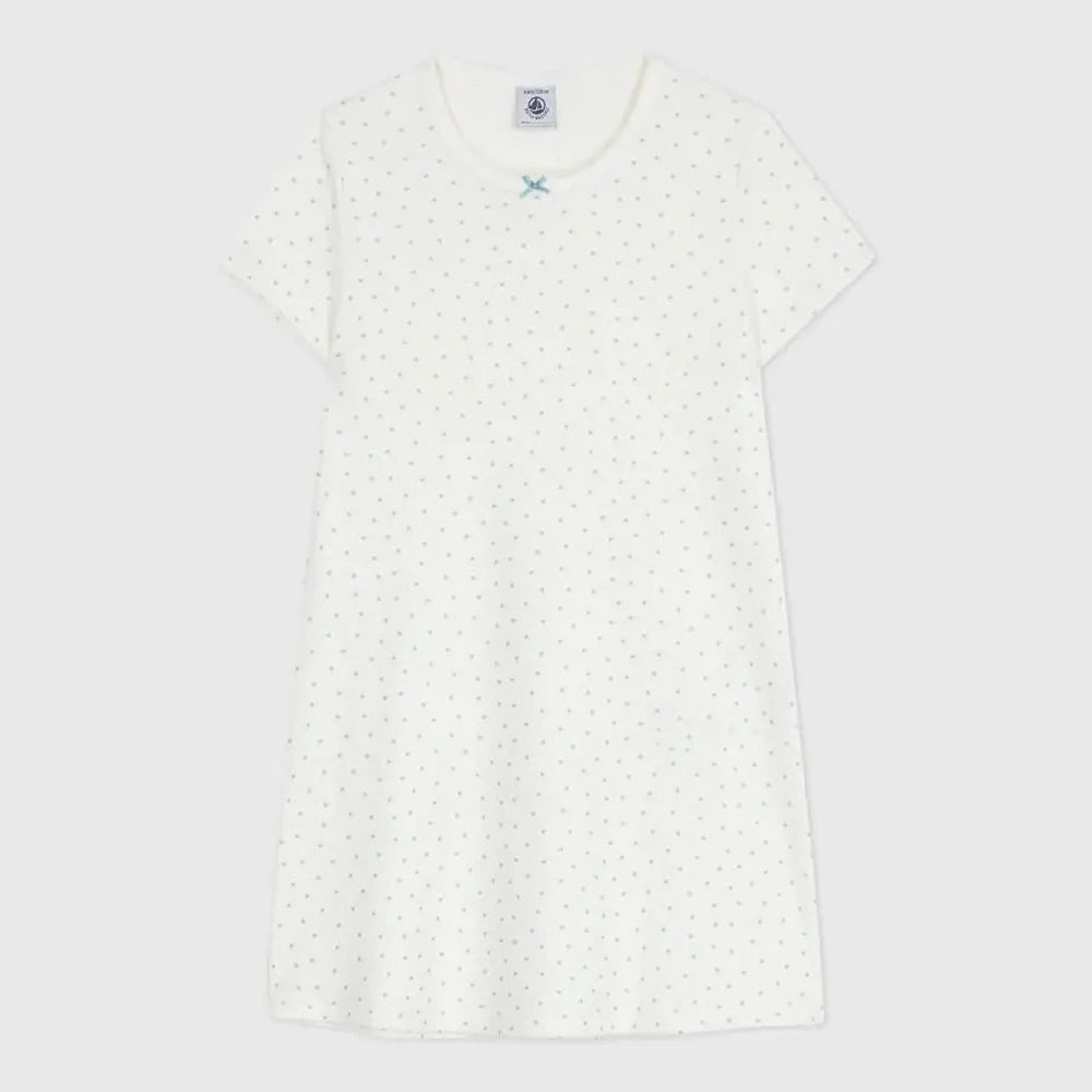 Petit Bateau | Katoenen nachthemd met korte mouwen en hartjesprint voor kinderen