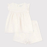 Petit Bateau | Ensemble bébé deux pièces en broderie anglaise à motif cœurs