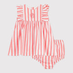 Petit Bateau | Katoenen gestreept babyjurkje zonder mouwen met pofbroekje
